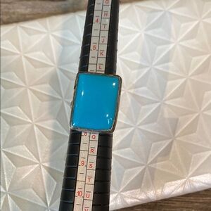 Elegant Turquoise Square Ring Adjustable Band Bohemian
